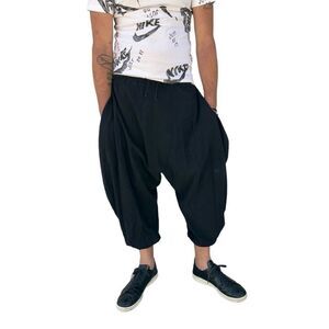Mens Black Baggy Harem Pants Wide Leg Hip Hop Samurai Trousers M